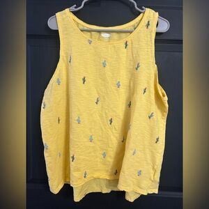 Old Navy Yellow Tank Top with Cactus Design